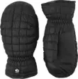 Svarte votter med skinn i håndflaten fra Hestra, modellen Moon Light Mitt, produktbilde
