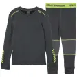 Mørkegrått undertøyssett til barn med trøye og bukse med limegrønne detaljer fra Helly Hansen