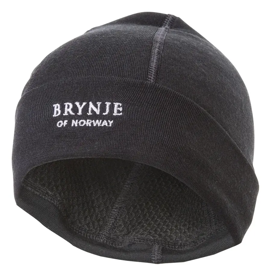 Svart ullue fra Brynje, modellen Arctic Hat, vist som produktbilde
